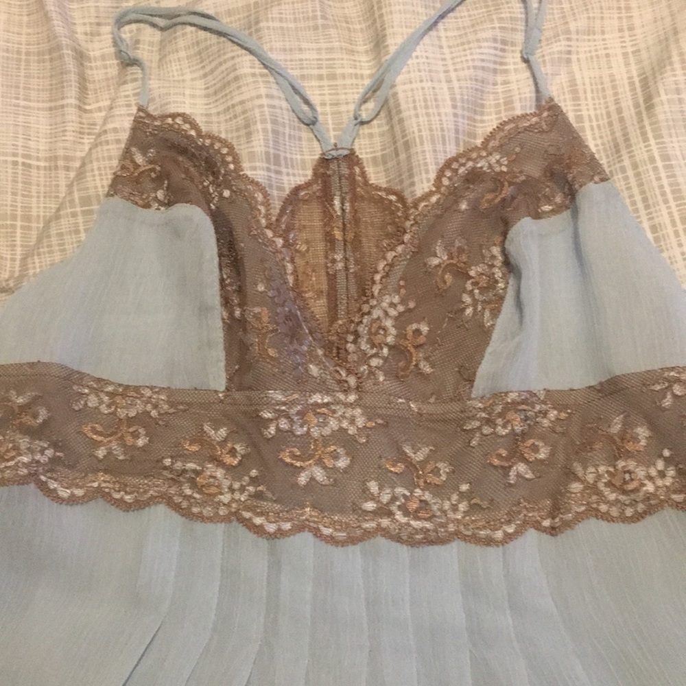 Baby blue lace slip dress